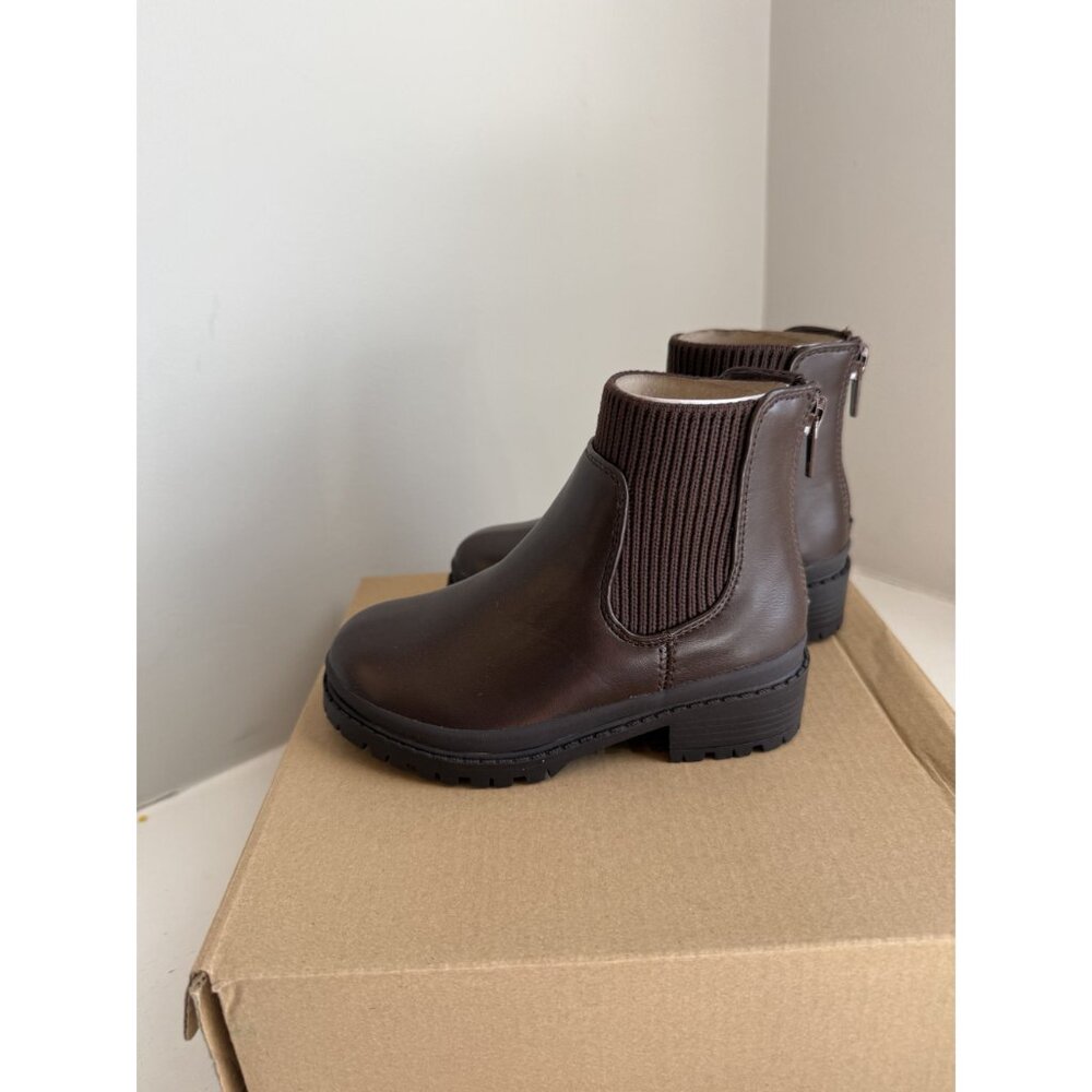 NWB Steve Madden Kids Hazzel Leather Ankle Boot Chocolate Brown Size 8 Kids [jb] - Picture 7 of 12